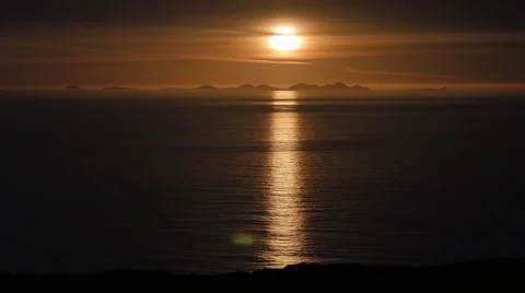 ICELAND Vestmannaeyjar sundown Sonnenuntergang Stock Footage