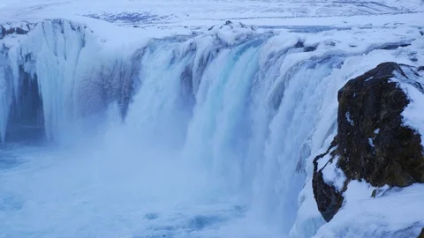 Iceland View Of Beautiful Godafoss Waterfall In Winter 3 Video stock 87487853