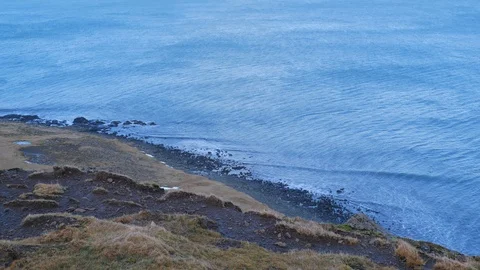 Iceland View Looking Down At Ocean Shoreline 1 스톡 동영상 87487240