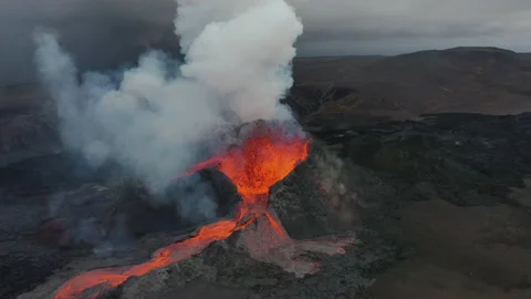 Iceland Volcano Eruption Stock Footage