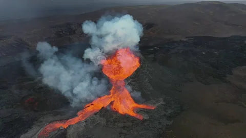 Iceland Volcano Eruption Lava Stock Footage 159558398