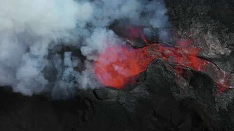 Iceland Volcano Eruption Overview Stock Footage 159557483