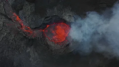 Iceland Volcano Eruption Topdown Stock Footage 159556603