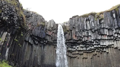 Iceland waterfall on the background of mountains. Video stock 96388699