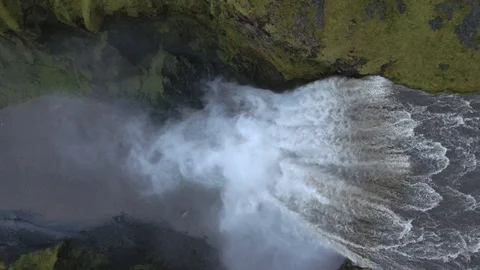 Iceland Waterfall Drone Shot Stock-Footage 128661980