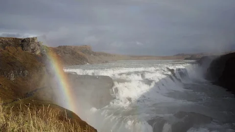 Iceland waterfall with rainbow Vídeos de archivo 78260498