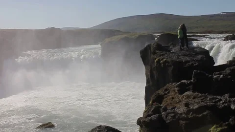 Iceland Waterfall Wide Stock Footage 74017451