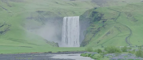 Iceland Waterfall Wide Stock Footage 266713438