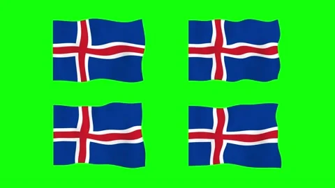 Iceland Waving Flag 2D Animation on Green Screen Background. Looping seamle.. Stock Footage 228149586