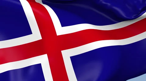 Iceland Waving Flag Background Loop Stock Footage 64240035