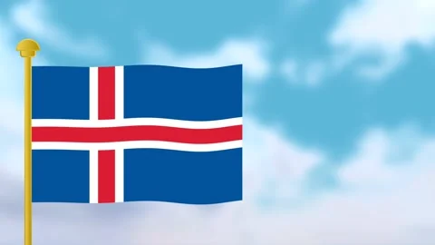 Iceland waving flag Stock Footage 194386318