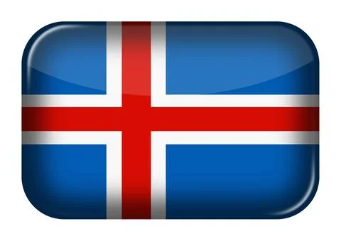 Iceland web icon rectangle button with clipping path Stock Illustration