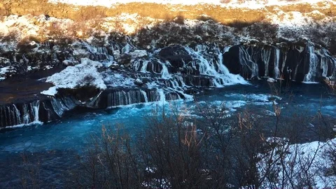 Iceland In Winter Time - Waterfall, River &amp; Mountains Stock Footage 116542795