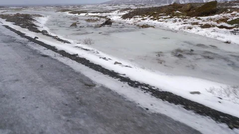Iceland Winter View Of Snow Covered Lands And Natural Sulfur Pools 1 Vídeo Stock 87490448