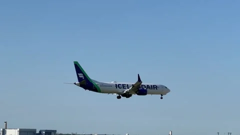 Icelandair Plane Landing Stock Footage 247329535