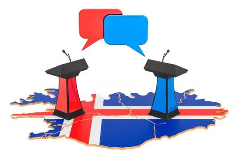 Icelandic Debate concept, 3D rendering Stock-Illustration