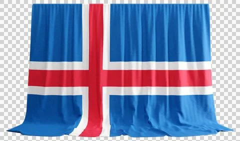Icelandic Flag Curtain in 3D Rendering Embracing Iceland's Beauty Stock-Illustration