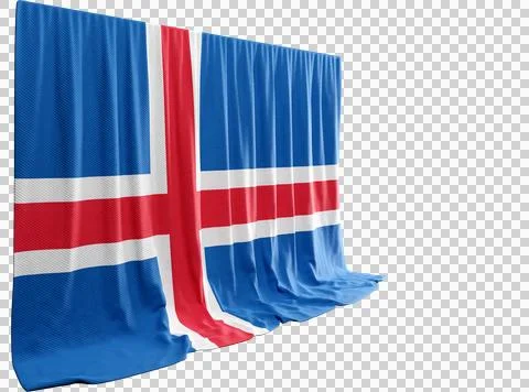 Icelandic Flag Curtain in 3D Rendering Embracing Iceland's Beauty Stock Illustration