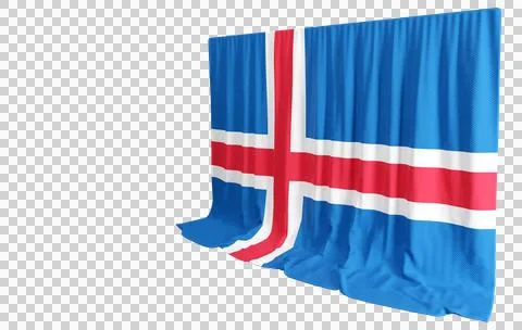 Icelandic Flag Curtain in 3D Rendering Embracing Iceland's Beauty Stock Illustration