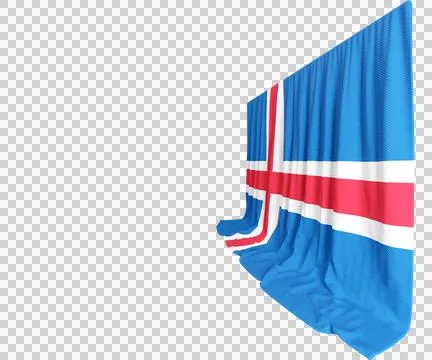 Icelandic Flag Curtain in 3D Rendering Embracing Iceland's Beauty Stock-Illustration