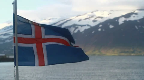 Icelandic flag 스톡 동영상 37098126