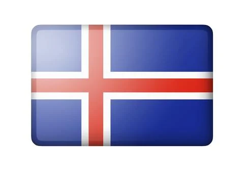 The Icelandic flag. Rectangular matte icon. Isolated on white background Stock Illustration