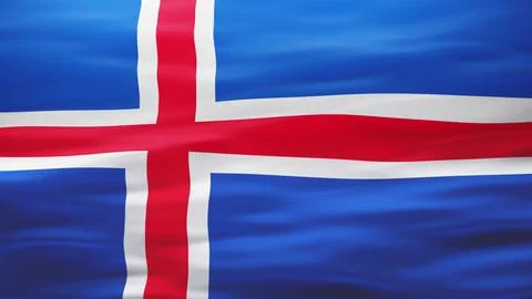 Icelandic flag, Rippled silk texture - 3D illustration Stock Illustration
