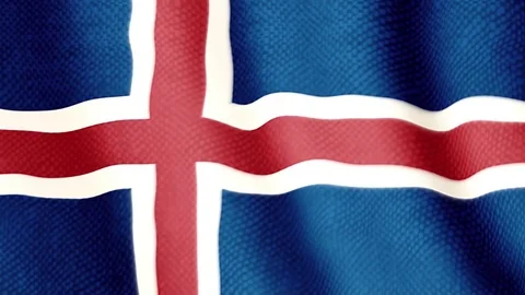 Icelandic flag waving animation Stock Footage 76399056