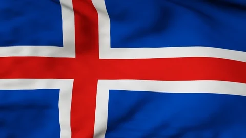 The Icelandic flag waving in the wind Stock Footage 88393399