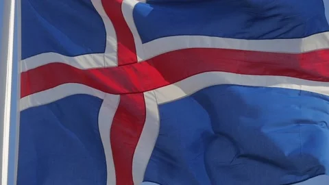 The Icelandic flag waving in the wind in slow motion. Stock Footage 152533809