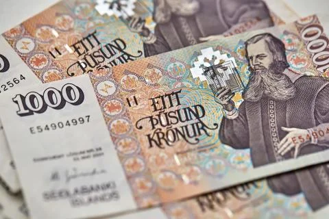 Icelandic krona banknotes Stock-Fotos