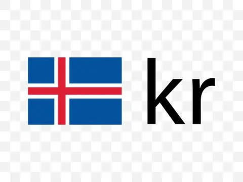 Icelandic krona, flag icon. Vector illustration, flat design Stock Illustration