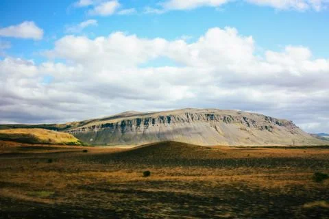 Icelandic landscape with green mountains Stock Photos