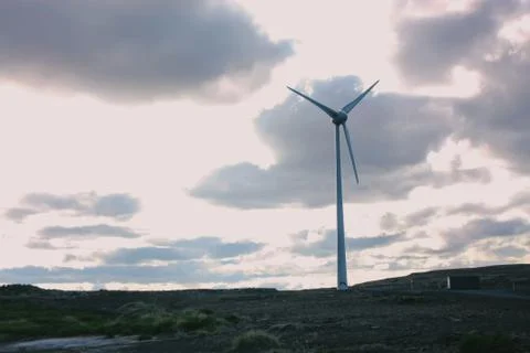 Icelandic landscape with windmill Stock Photos