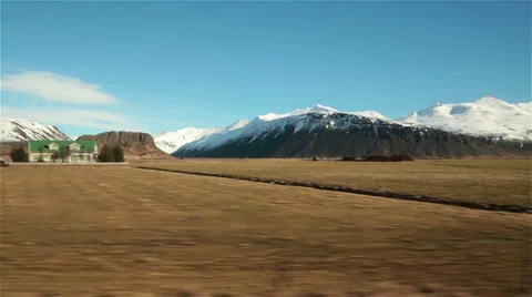 Icelandic mountain driving tour in spring, scenic farmland Stock-Footage 36538092