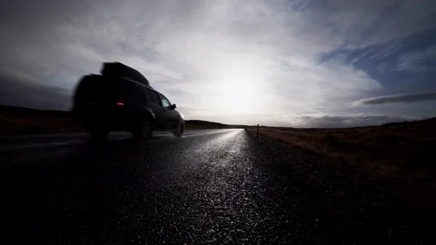Icelandic road 3 pan left Stock Footage 78260908