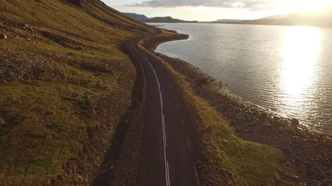 Icelandic road by drone Stock-Footage 70873069