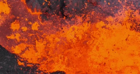 Icelandic Volcano eruption with glowing Red lava bursting to the surface Stock Footage 310160822