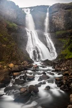 Icelandic Waterfall long exposure Stock Photos