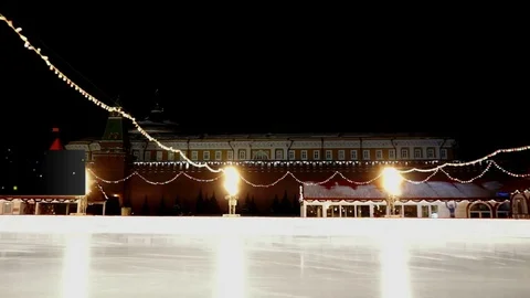 Icerink on a Red square Stock Footage 72102116