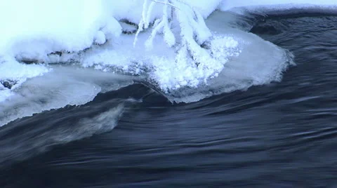 Ice&amp;Running water2 Stock Footage 1052244