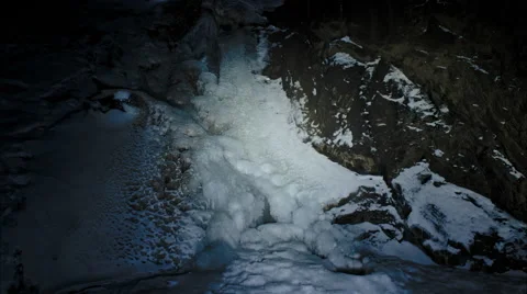 Icey Waterfall t Night Timelapse 4K Stock Footage 59079958
