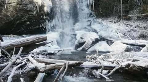 Icey Winter Waterfall Stock Footage 45985027