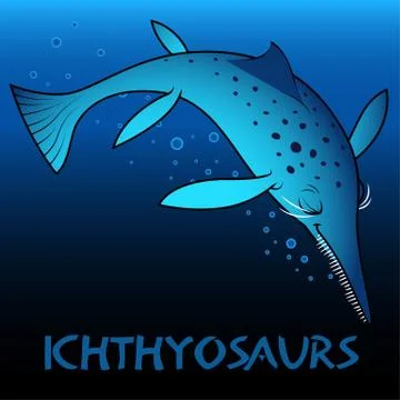 Ichthyosaurs cute character dinosaurs Stock Illustration