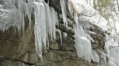 Icicle in the alps Stock Footage 10887181