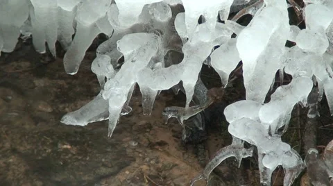 Icicle and river Stock Footage 982799