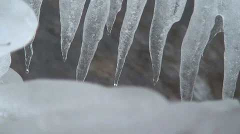 Icicle and river Stock Footage 982826