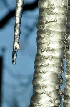 Icicle With Blue Background Stock Photos
