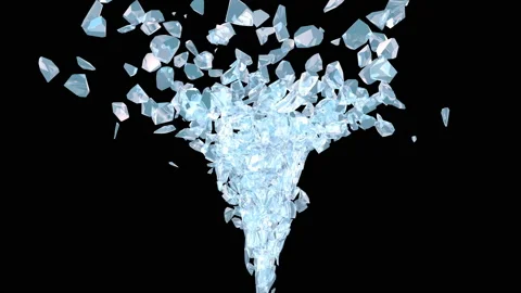 Icicle explodes broken into many small pieces Digital crack design concept Stock Footage 146405181