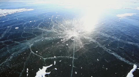 Icicle on the Ice is Broken Stock Footage 53264692